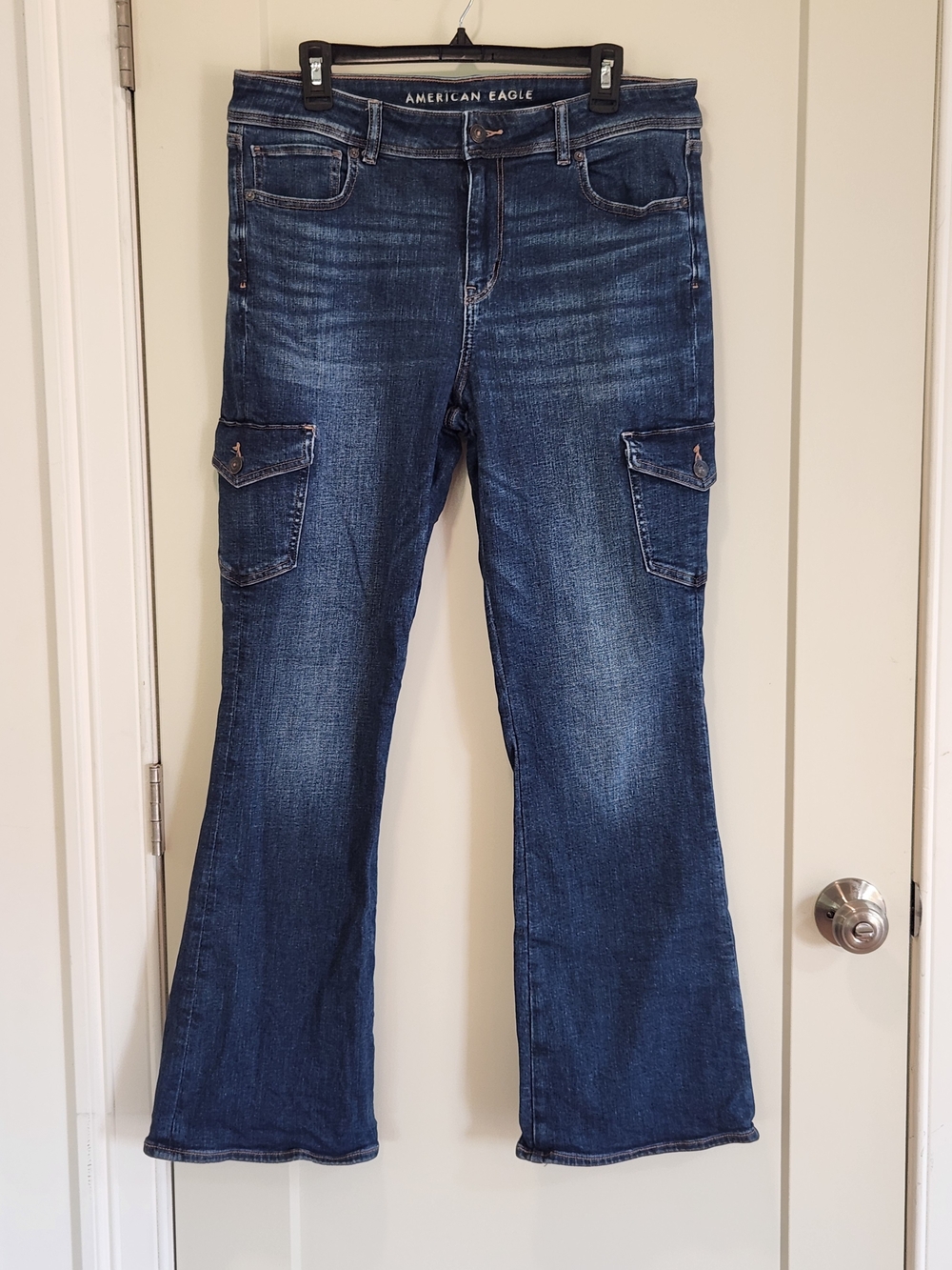 American Eagle Outfitters Real Good Stretch Kick Boot Cargo Jeans Size 14 Reg